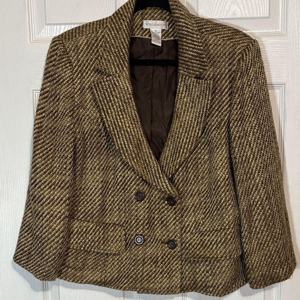 Worthington  Brown Herringbone Jacket